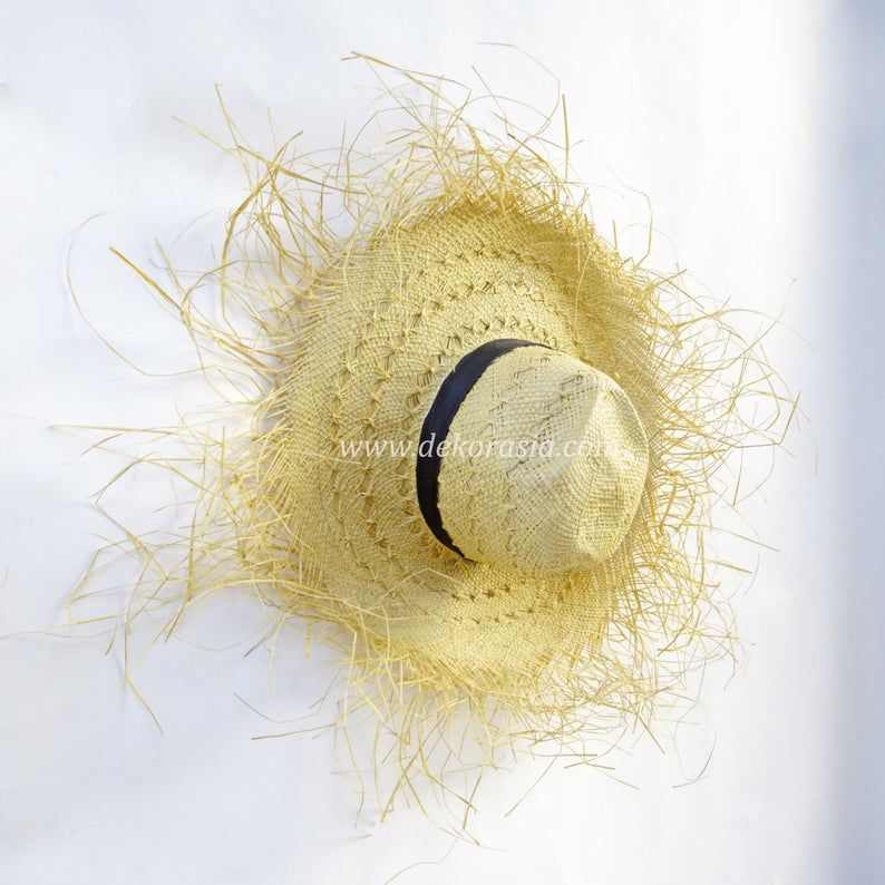 Panama Cowboy Hat Tassle Style With Simple Rope Beach Straw Hat For Men | Woven Hat | Free Shipping